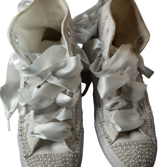 Custom crafted women's Converse shoes. Size 9.  For a wedding or special event. - Picture 2 of 7